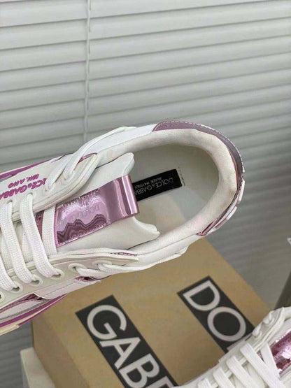 Tênis Couro Branco Rosa Detalhe Colorido