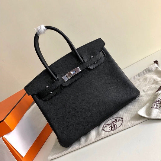 Bolsa Satchel Couro Preto Alça Dupla