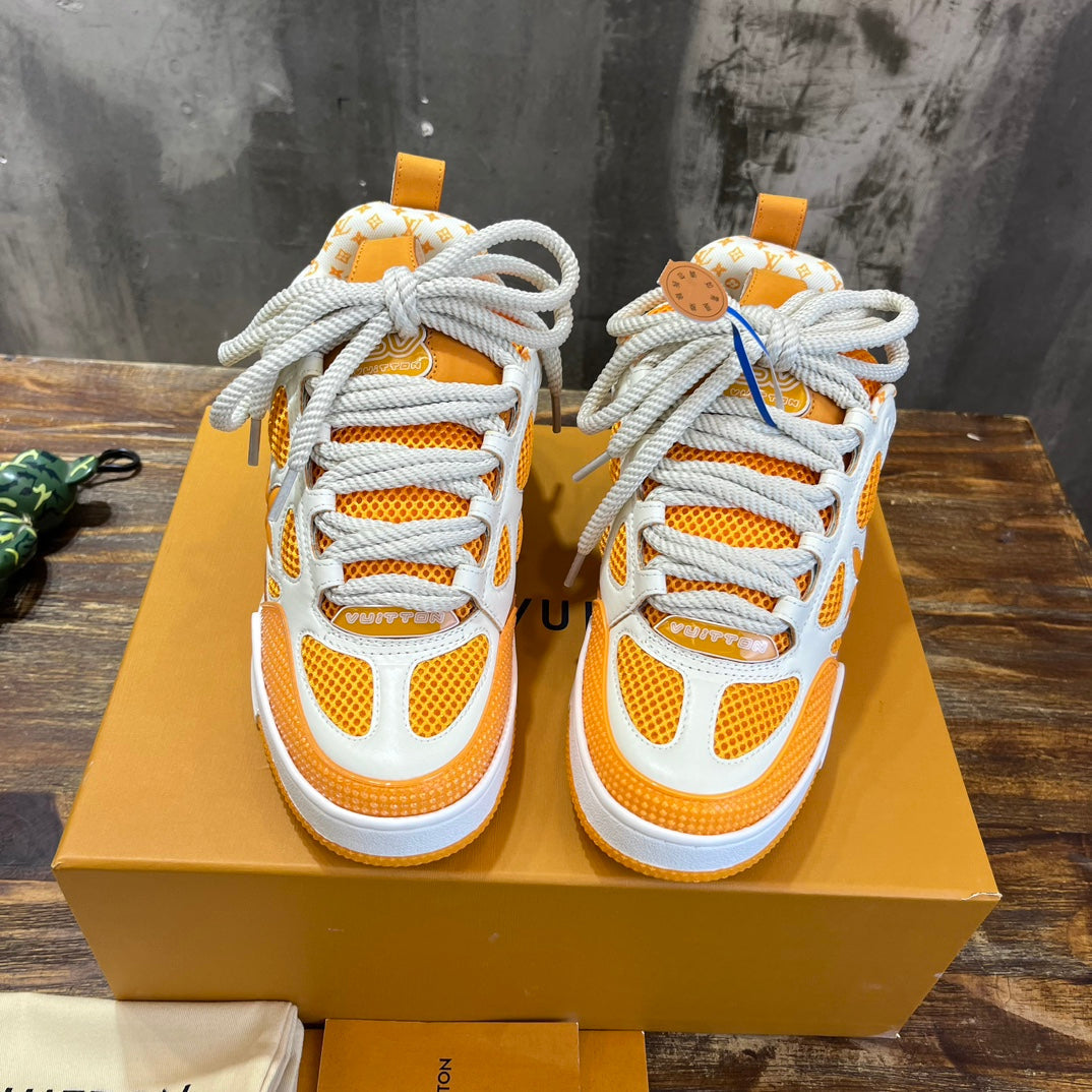 Tênis Skate Couro Amarelo e Branco