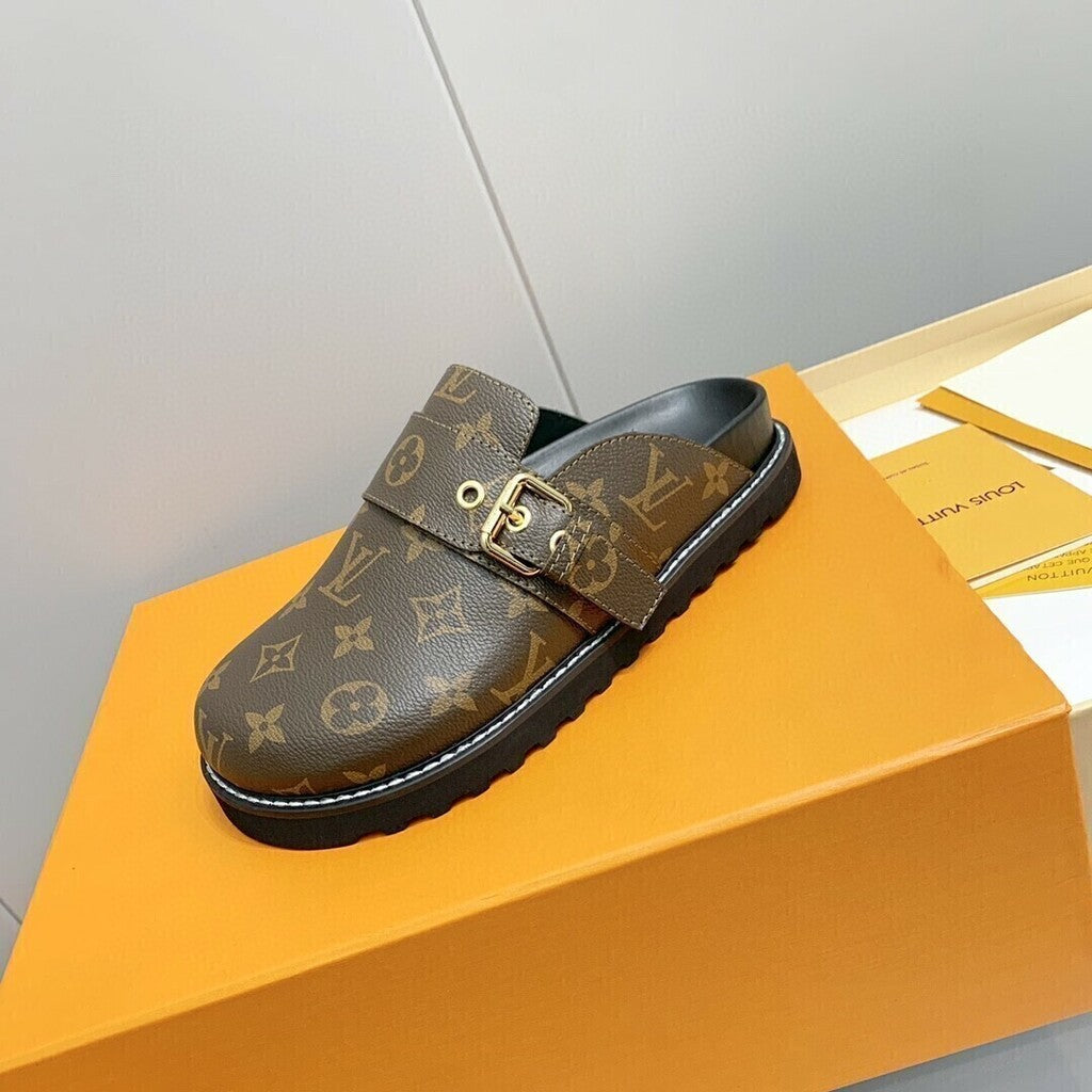 Sandália Couro Cacao Conforto Flat