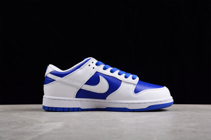 Tênis Cano Baixo Couro Branco Detalhe Azul Racer