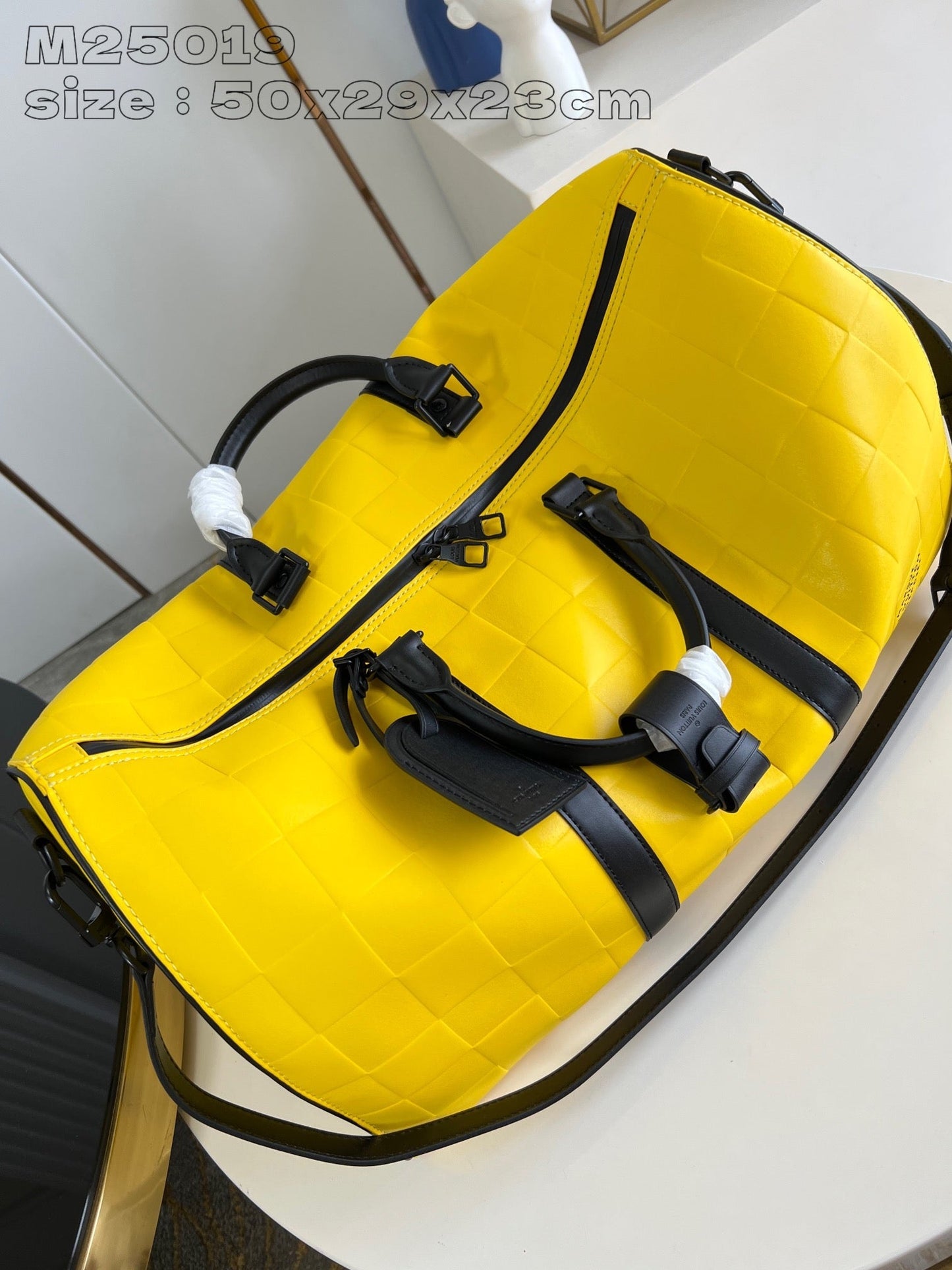 Mala Viagem Couro Amarelo Alça Ajustável 50cm