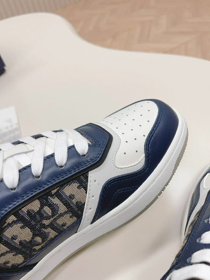 Tênis Cano Baixo Jacquard Padrão Inclinado Bege Azul e Creme