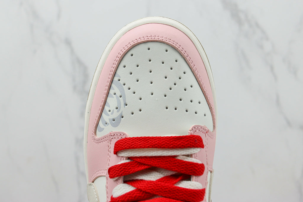 Tênis Cano Baixo Skate Couro Branco e Rosa