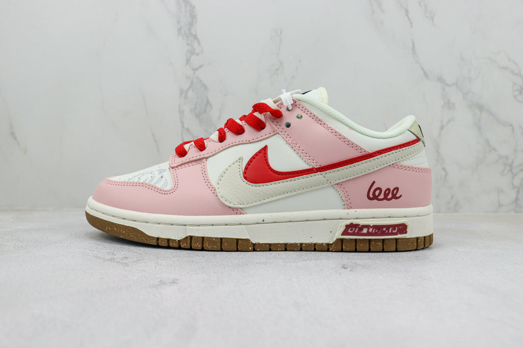 Tênis Cano Baixo Skate Couro Branco e Rosa