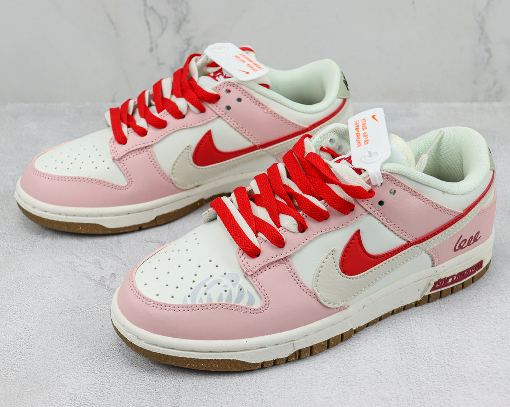 Tênis Cano Baixo Skate Couro Branco e Rosa
