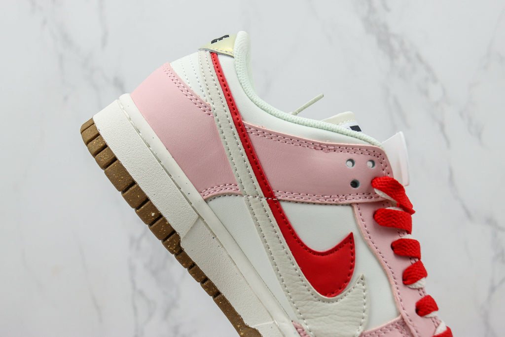 Tênis Cano Baixo Skate Couro Branco e Rosa