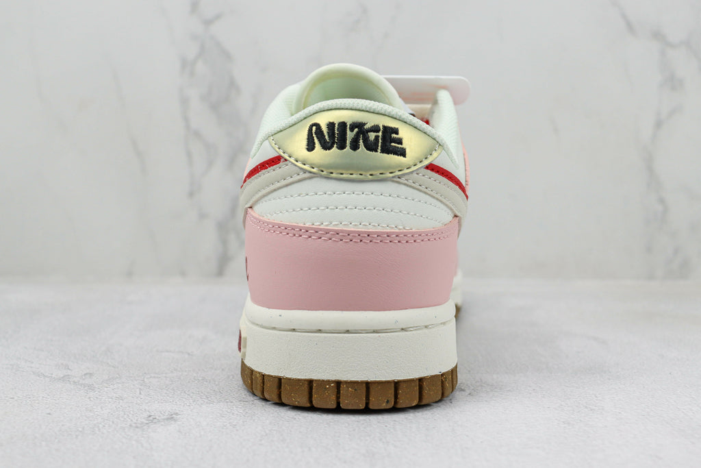Tênis Cano Baixo Skate Couro Branco e Rosa