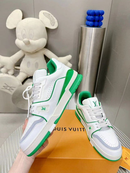 Tênis Couro Branco Detalhe Verde
