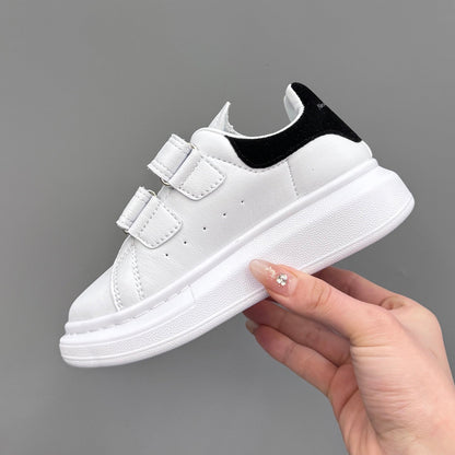 Tênis Infantil Couro Branco com Detalhe Preto
