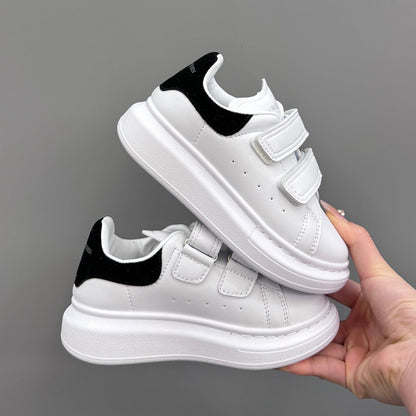 Tênis Infantil Couro Branco com Detalhe Preto