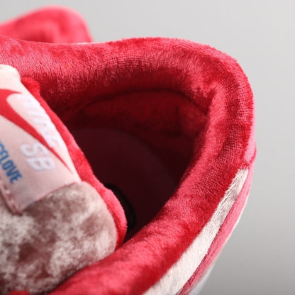 Tênis Cano Baixo Skate Couro Rosa Padrão Corações