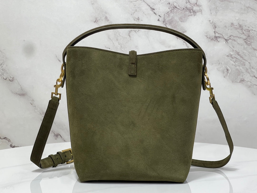 Bolsa Satchel Camurça Verde Média 37cm