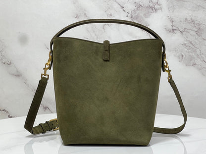 Bolsa Satchel Camurça Verde Média 37cm