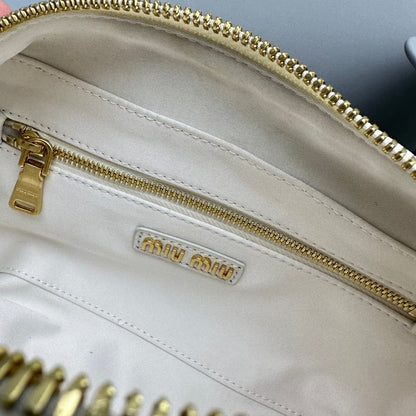 Bolsa Satchel Couro Nappa Acolchoada Bege