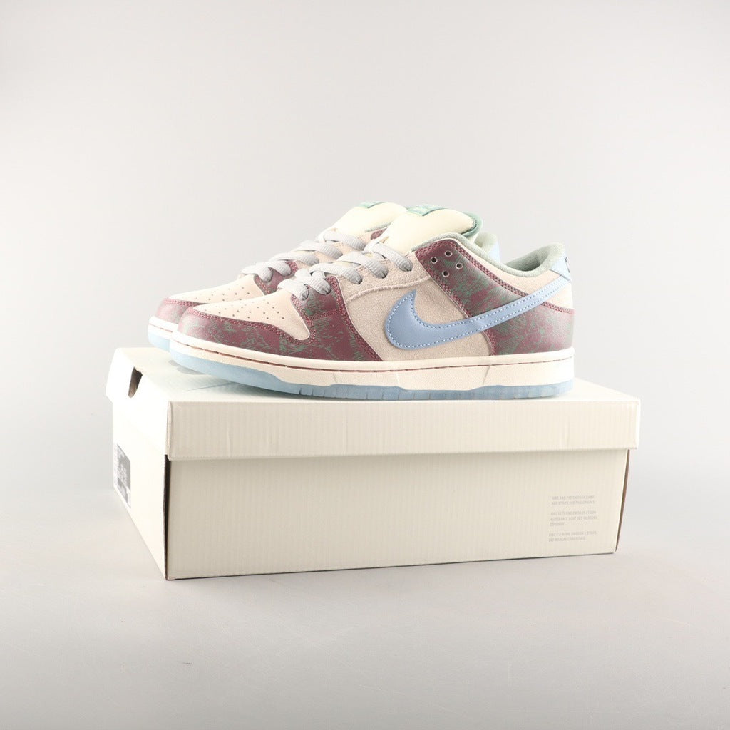 Tênis Cano Baixo Skate Couro Branco Detalhe Vermelho