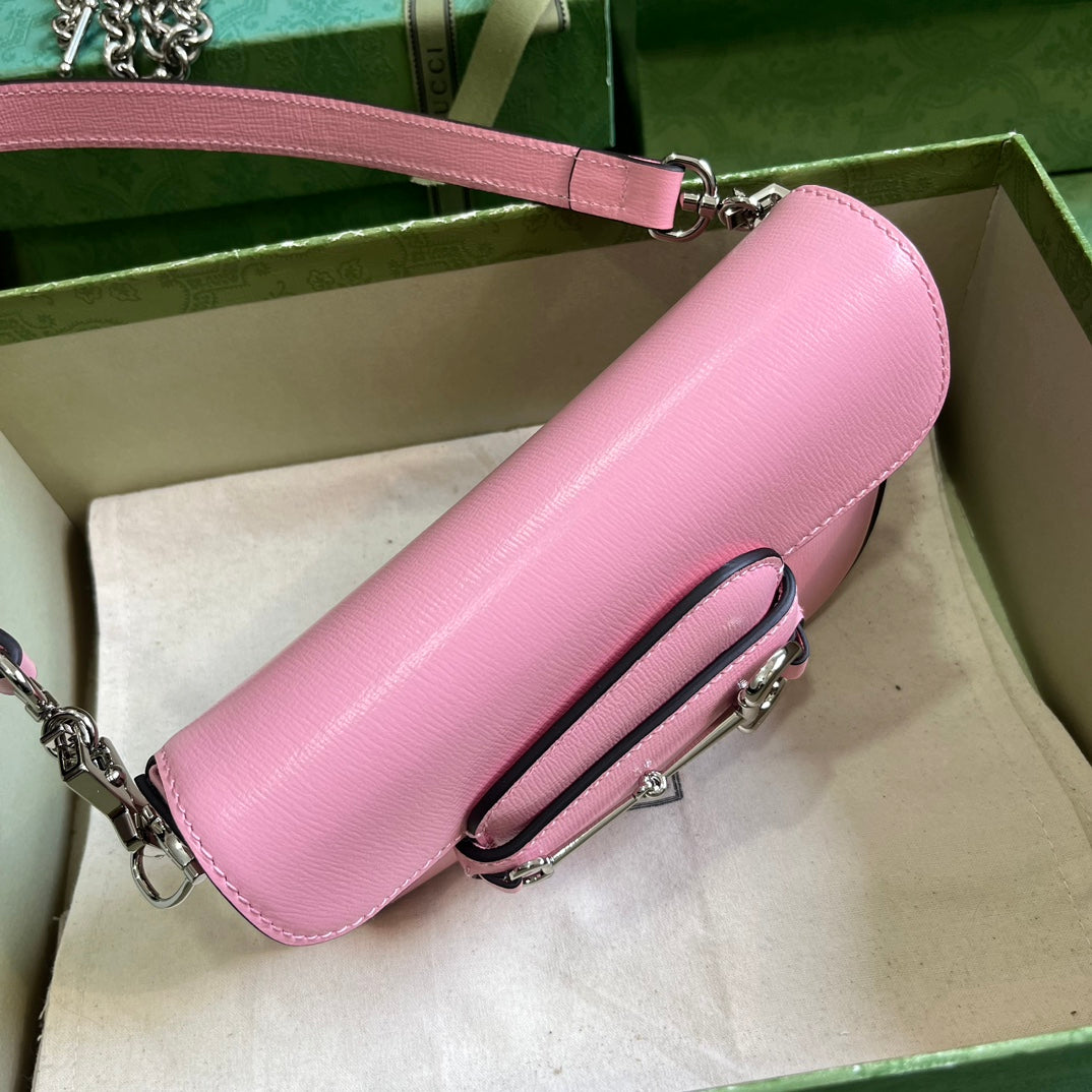Bolsa Satchel Couro Rosa Fivela Ferradura
