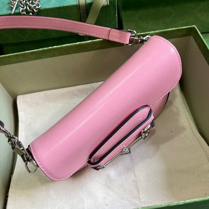 Bolsa Satchel Couro Rosa Fivela Ferradura