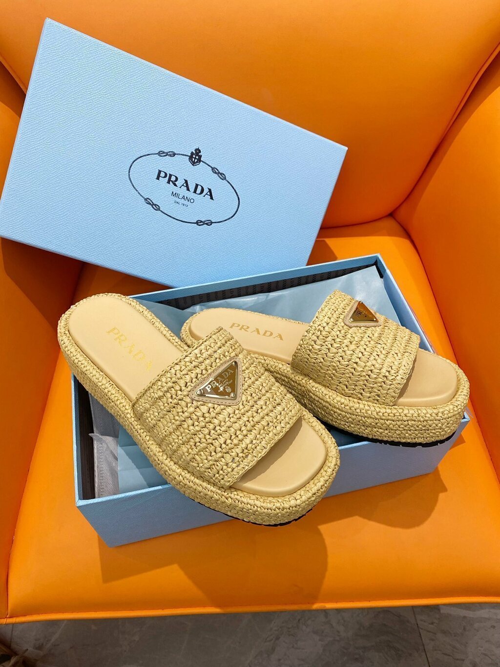 Sandália Flatform Crochê Natural Tira Frontal
