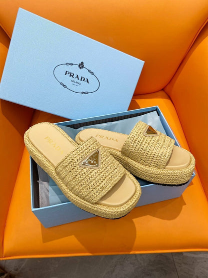 Sandália Flatform Crochê Natural Tira Frontal