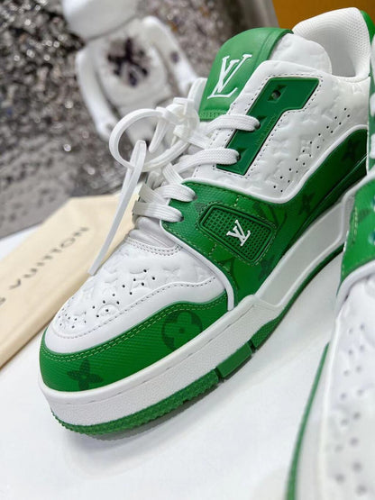Tênis Signature Couro Verde e Branco