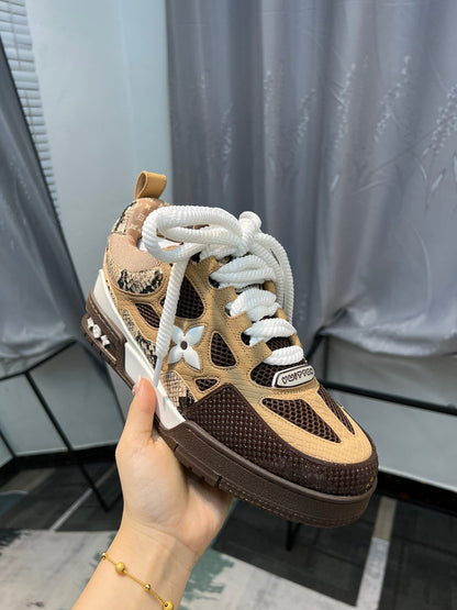 Tênis Skate Couro Marrom Textura Serpente