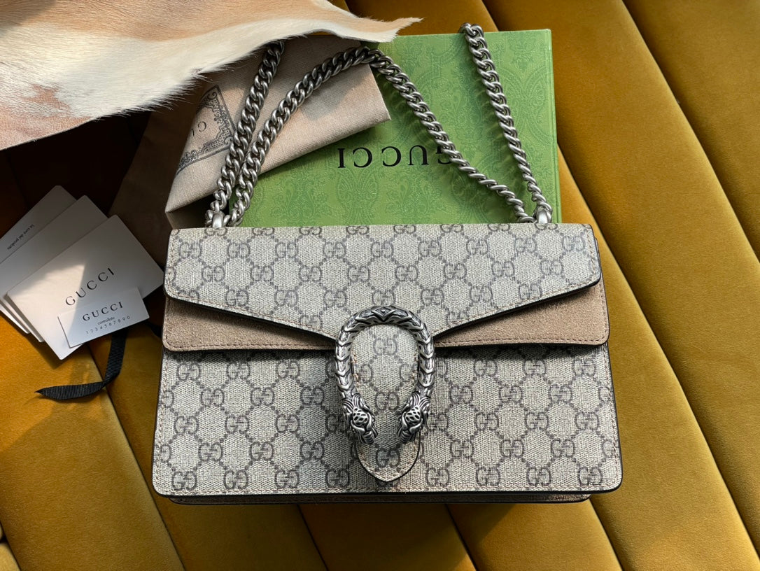 Bolsa Ombro Lona Padrão Entrelaçado Bege e Preto Pequena