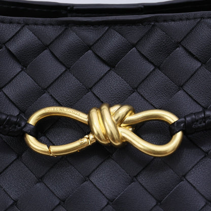 Bolsa Satchel Couro Entrelançado Preto Médio