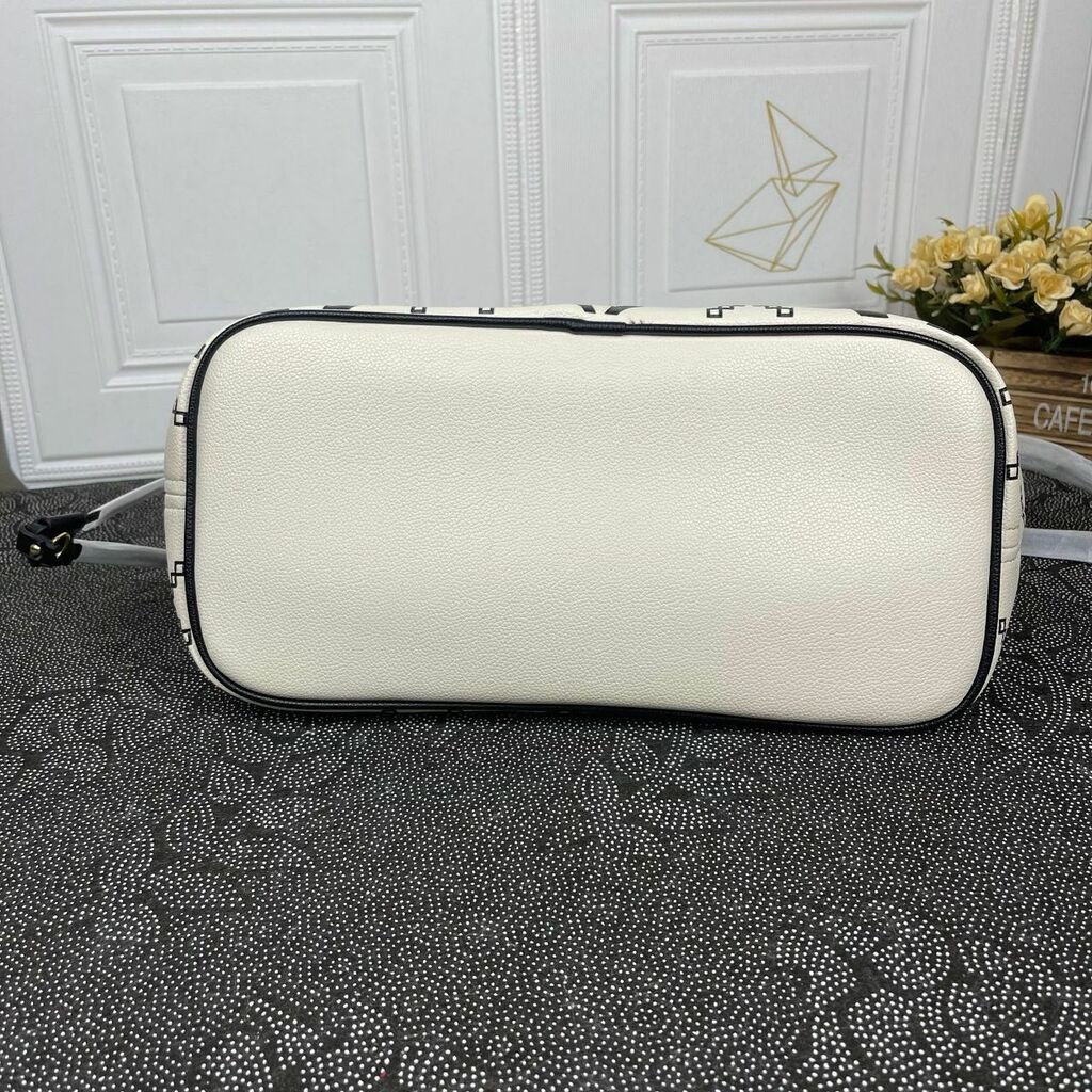 Bolsa Tote Couro Padrão Monograma Geométrico Bordado