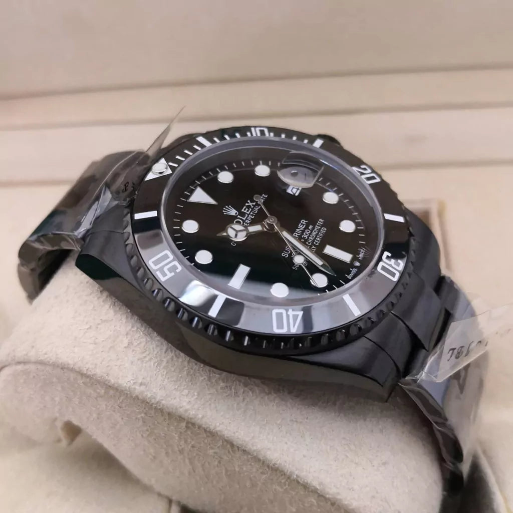 Relógio Analógico Aço Mostrador Preto 41mm