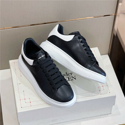 Tênis Couro Preto Branco Detalhe Lateral