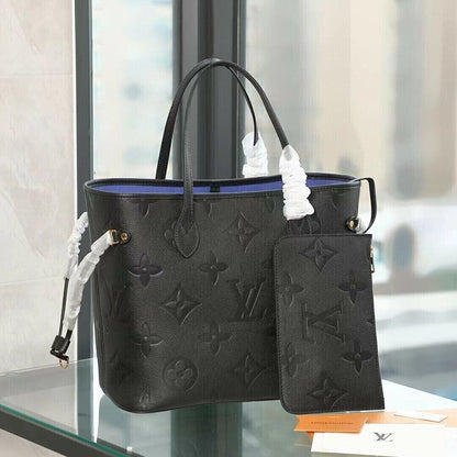 Bolsa Tote Couro Padrão Monograma Geométrico Preto MM