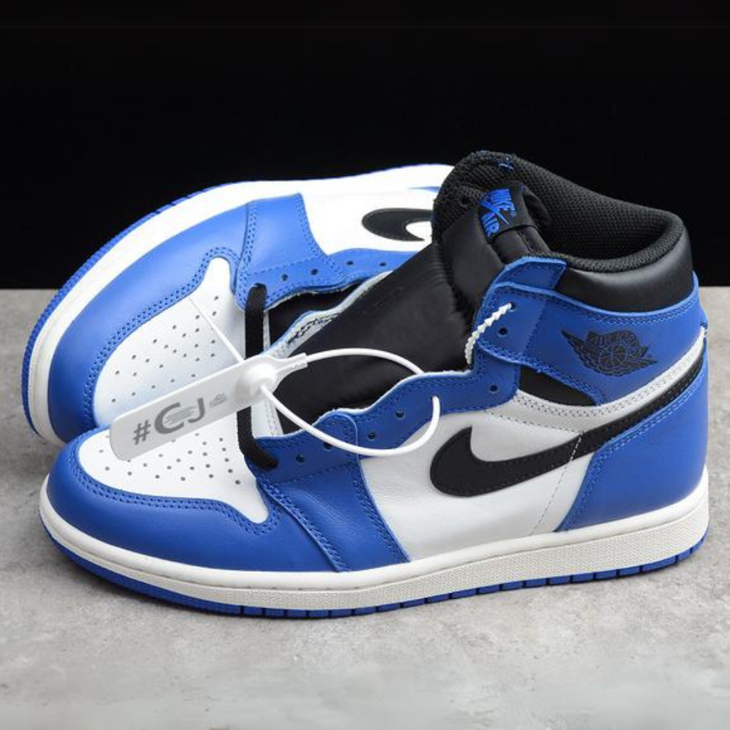 Tênis Cano Alto Basquete Couro Branco Azul Royal
