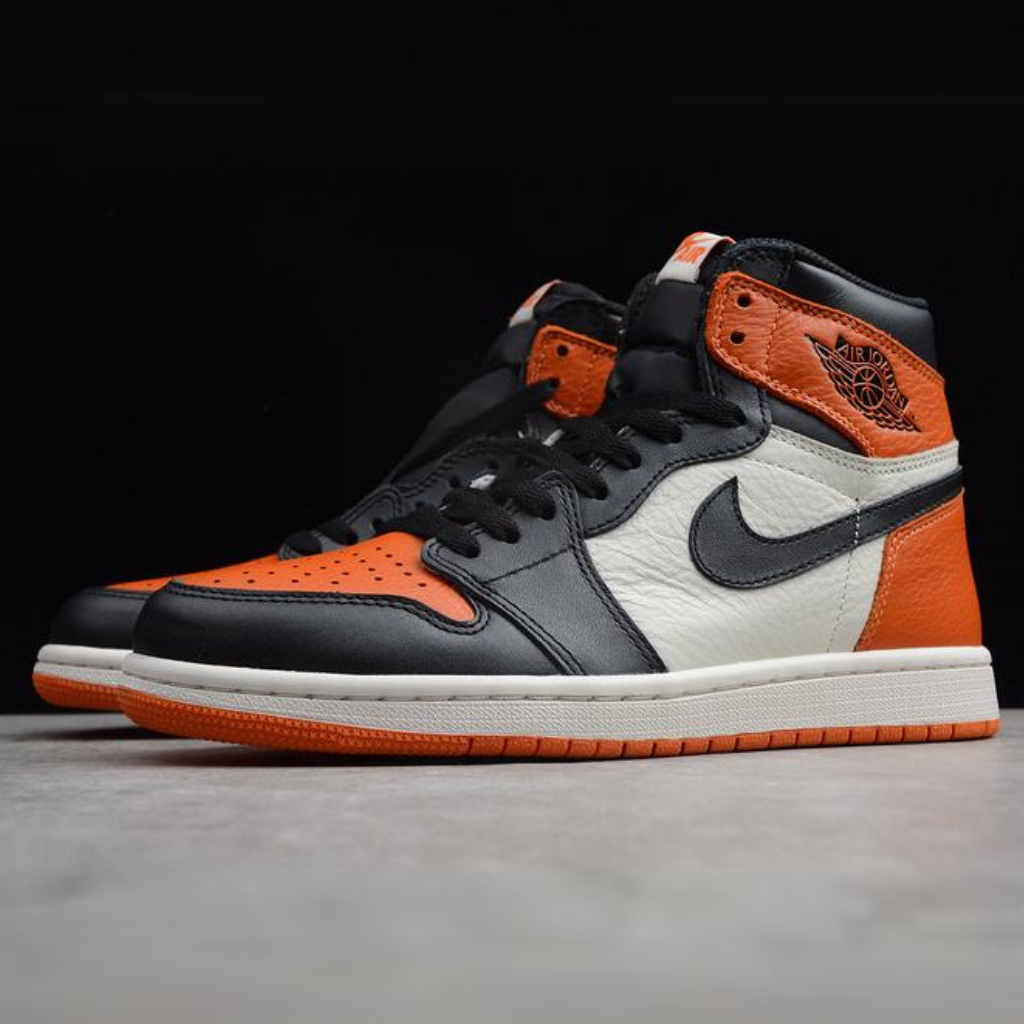 Tênis Cano Alto Basquete Couro Laranja Preto e Branco