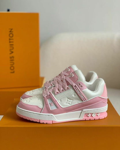 Tênis Casual Couro Rosa Rosê
