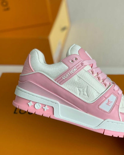 Tênis Casual Couro Rosa Rosê