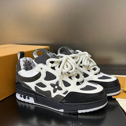 Tênis Skate Couro Cinza e Branco