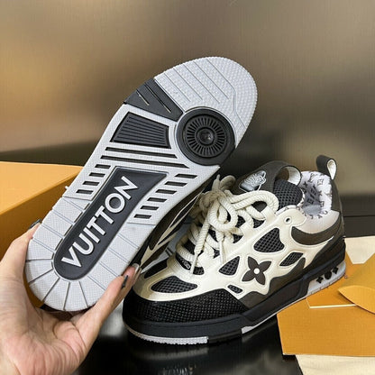 Tênis Skate Couro Cinza e Branco