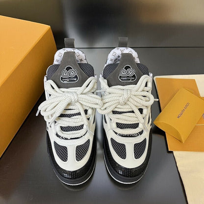 Tênis Skate Couro Cinza e Branco