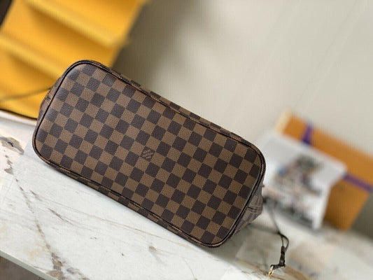 Lv Neverfull Inside Out MM Brown and Red