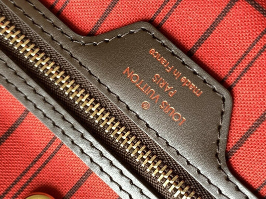 Lv Neverfull Inside Out MM Brown and Red