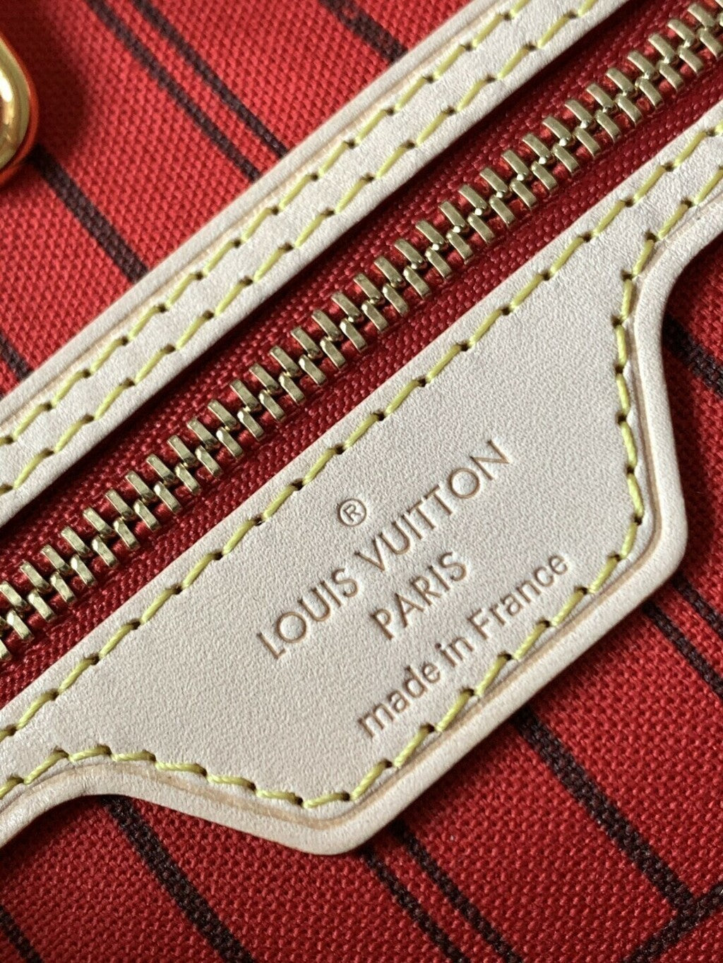 Bolsa Tote Couro Reversível Bege e Vermelho Médio