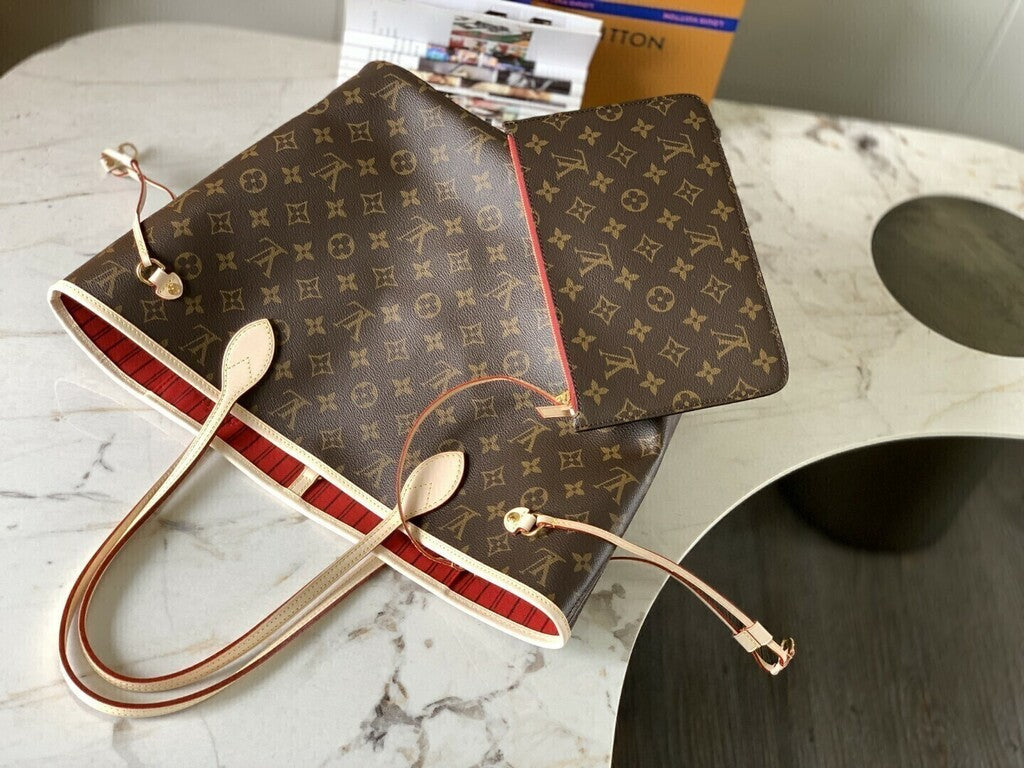 Bolsa Tote Couro Reversível Bege e Vermelho Médio