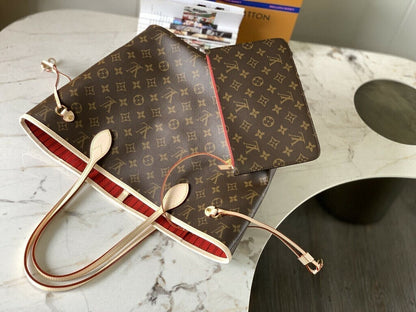 Bolsa Tote Couro Reversível Bege e Vermelho Médio