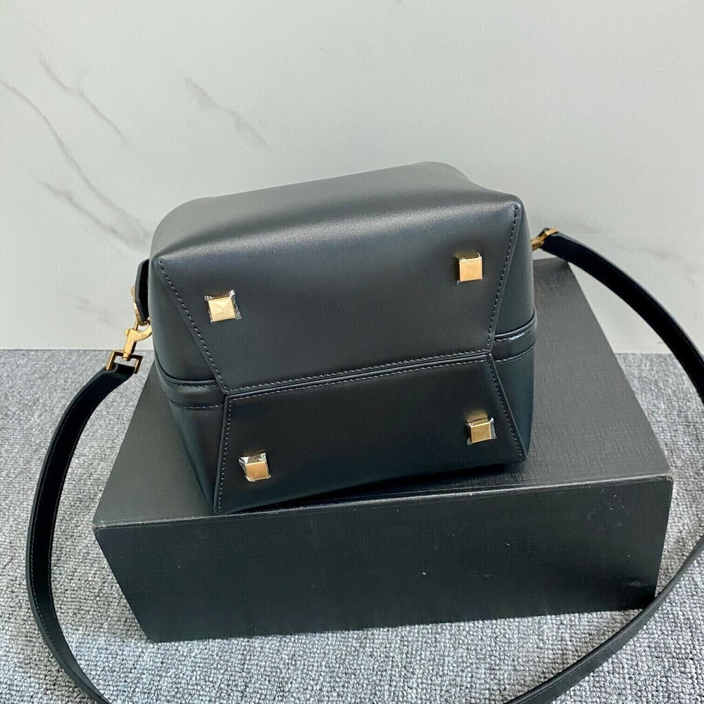 Bolsa Satchel Couro Preto Grande