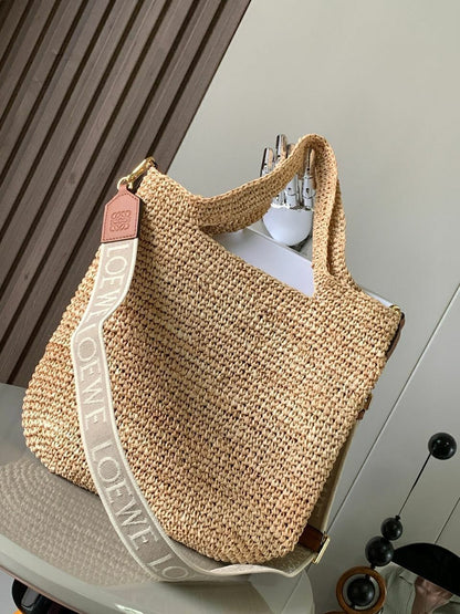 Bolsa Mini Palha Natural e Couro com Abertura Lateral
