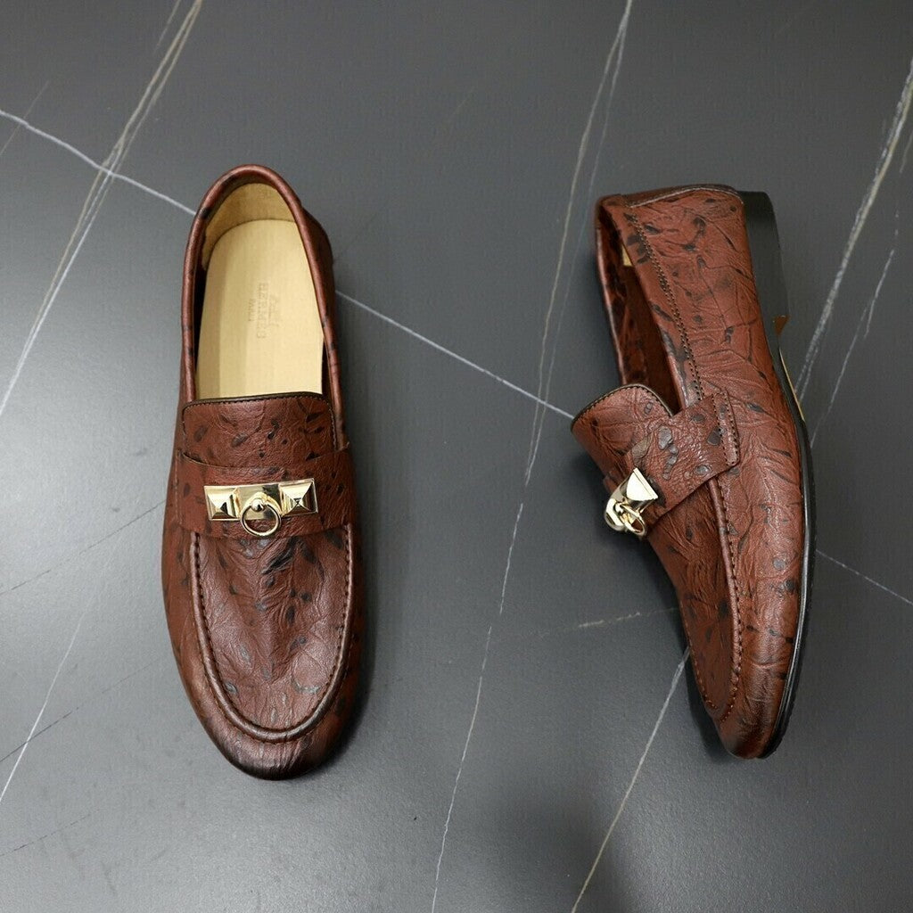 Mocassim Couro Marrom Tira Frontal