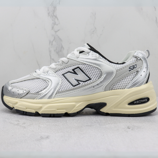 Tênis Runner Malha Branco Off-Branco Detalhes Contrastantes