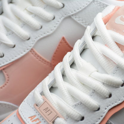 Tênis Cano Baixo Couro Branco Detalhe Rosa Coral