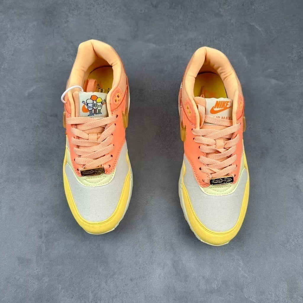 Tênis Runner Malha Laranja Degradê Detalhe Branco